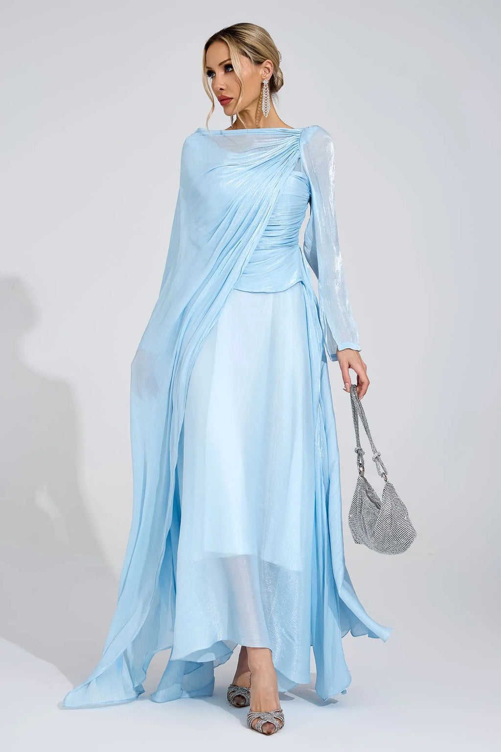 Sablea Cambridge Mavi Kapa Maxi Elbise