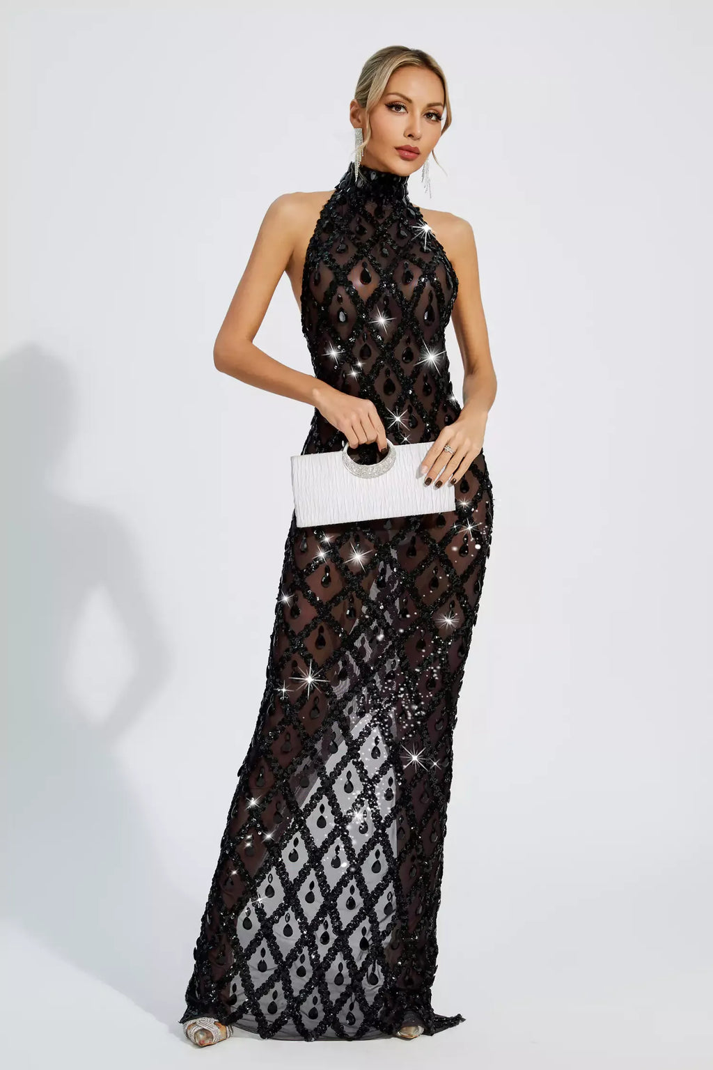 Louise Pembe Elmas Maxi Elbise (Astarsız)