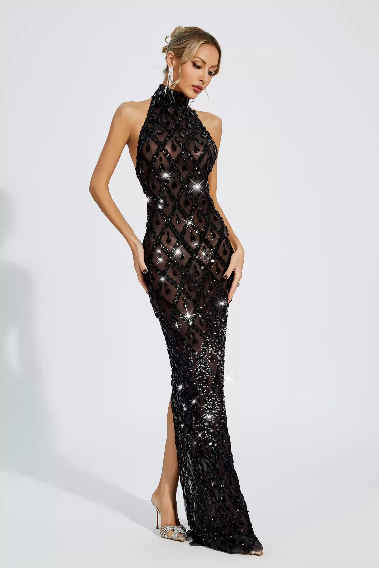 Louise Pembe Elmas Maxi Elbise (Astarsız)