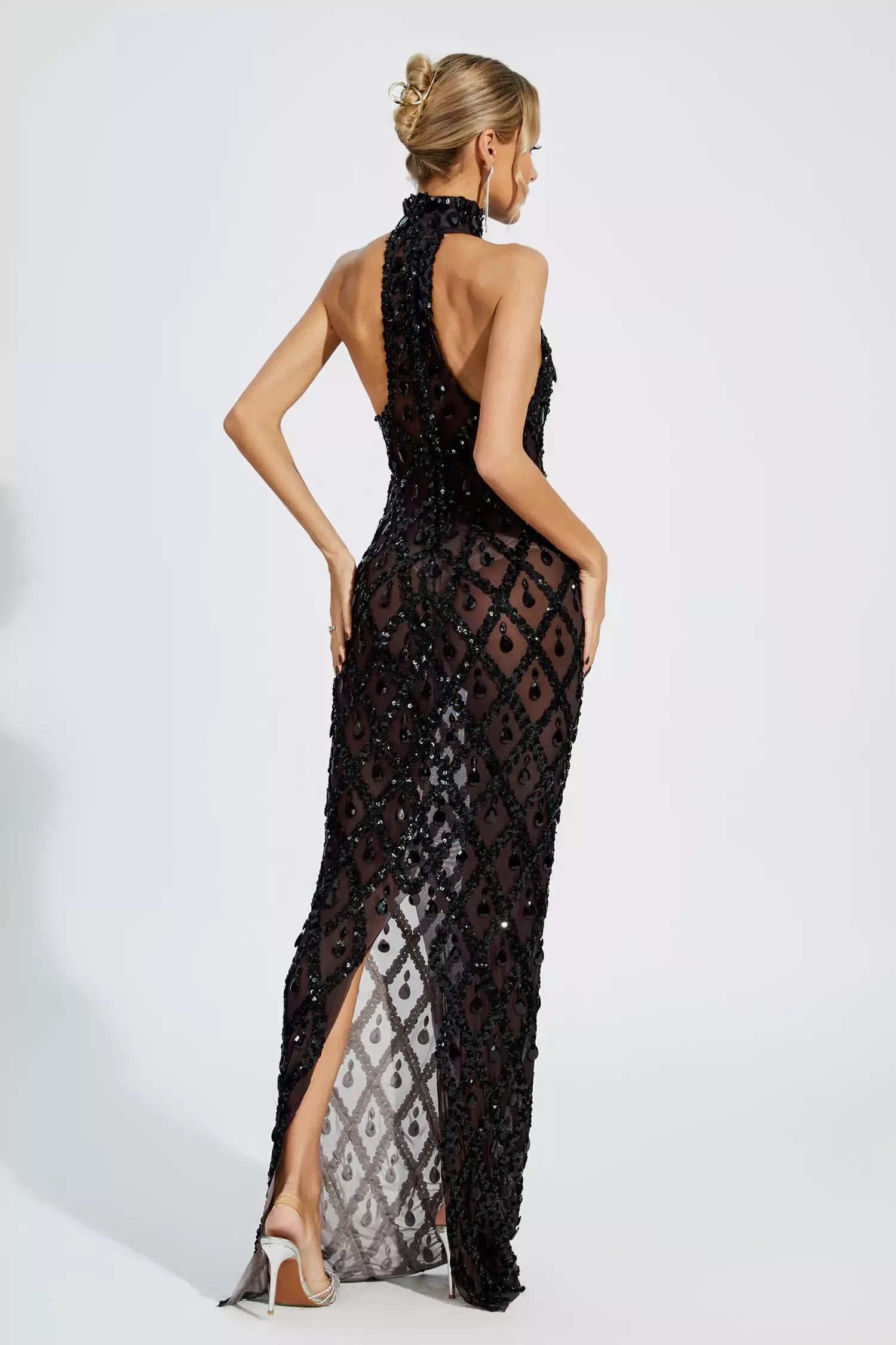Louise Pembe Elmas Maxi Elbise (Astarsız)