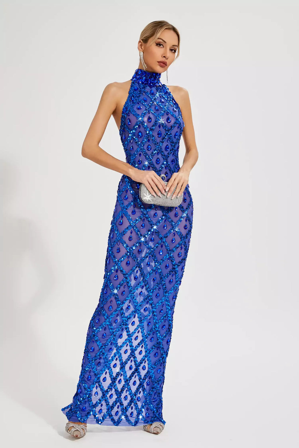 Louise Pembe Elmas Maxi Elbise (Astarsız)
