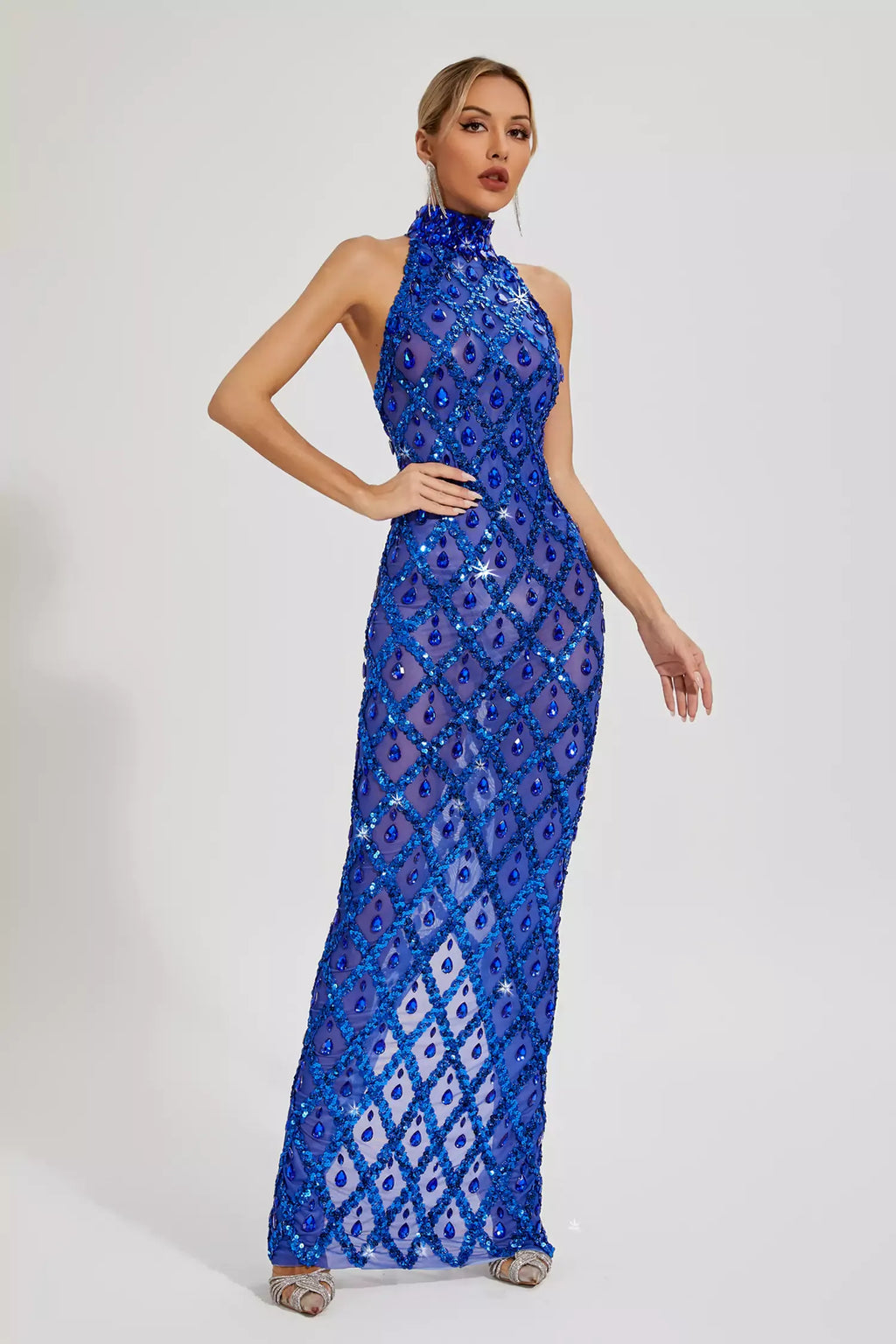 Louise Pembe Elmas Maxi Elbise (Astarsız)