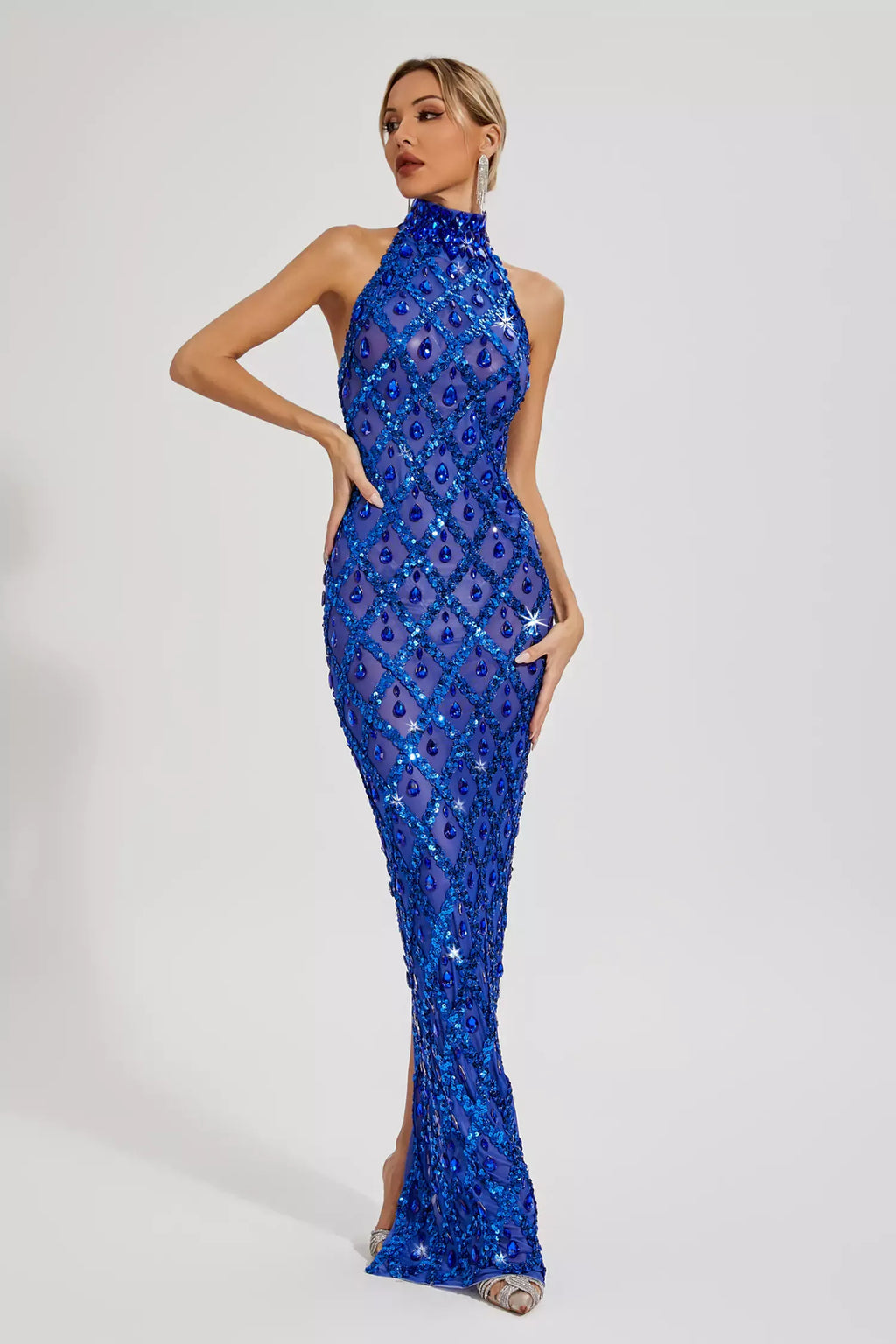 Louise Pembe Elmas Maxi Elbise (Astarsız)