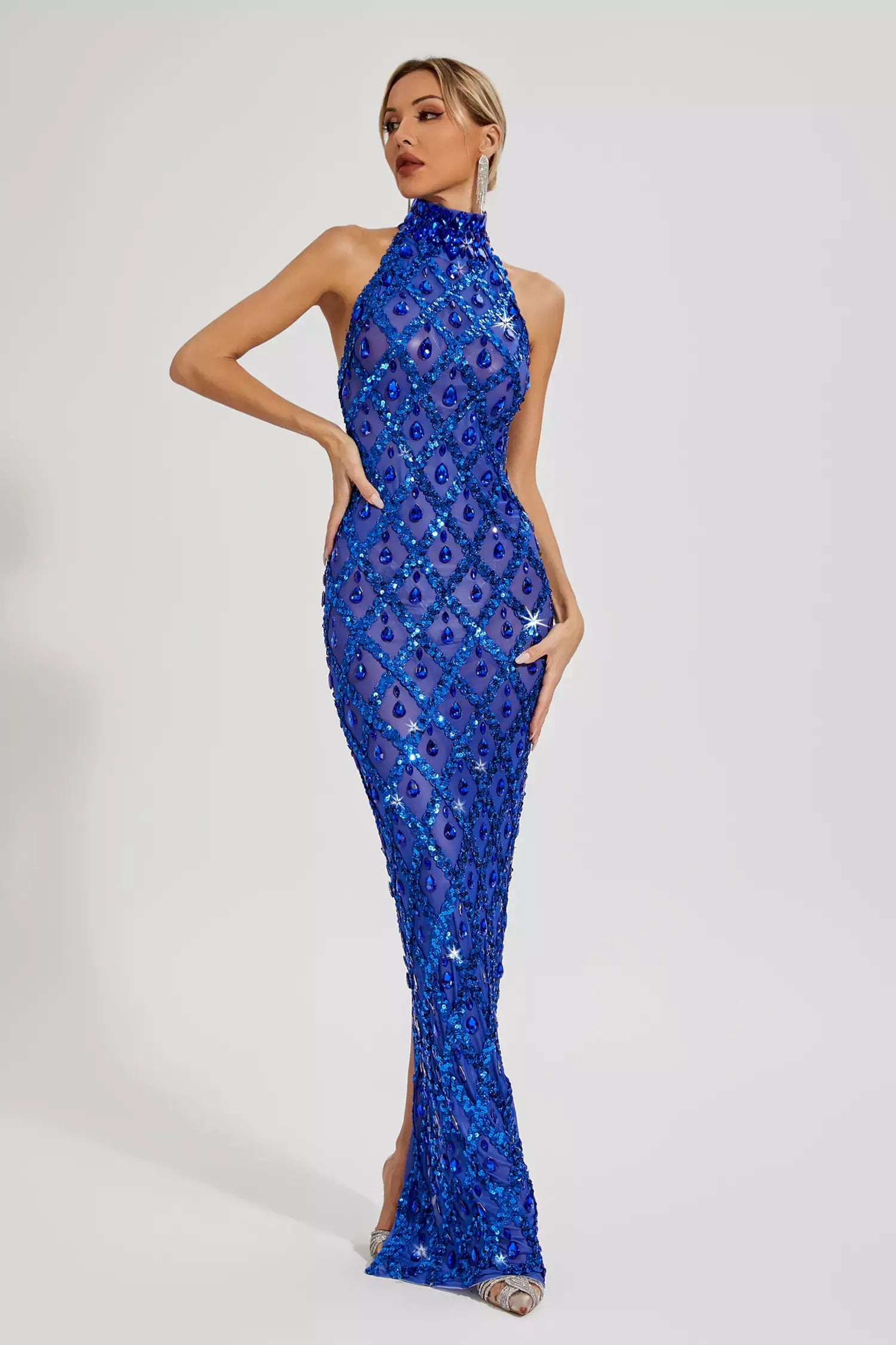 Louise Pembe Elmas Maxi Elbise (Astarsız)