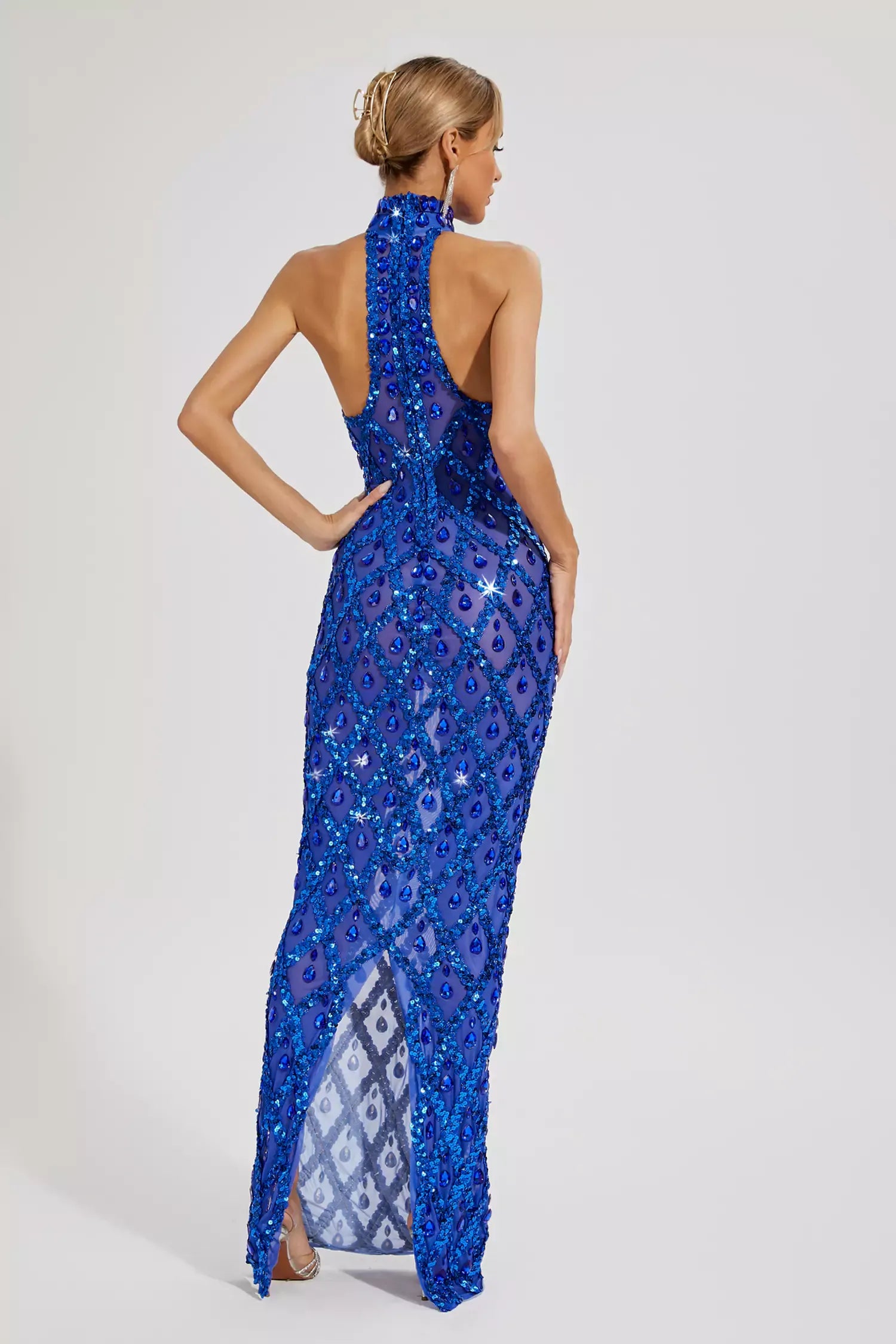 Louise Pembe Elmas Maxi Elbise (Astarsız)