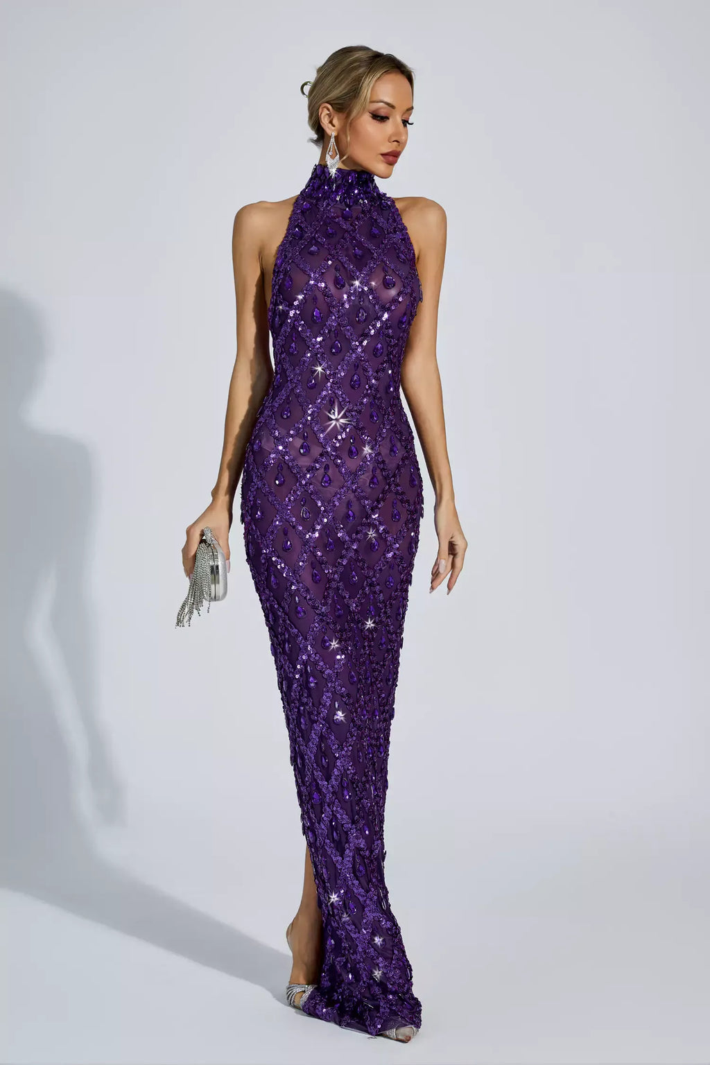Louise Mor Elmas Maxi Elbise (Astarsız)