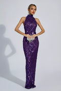 Louise Mor Elmas Maxi Elbise (Astarsız)