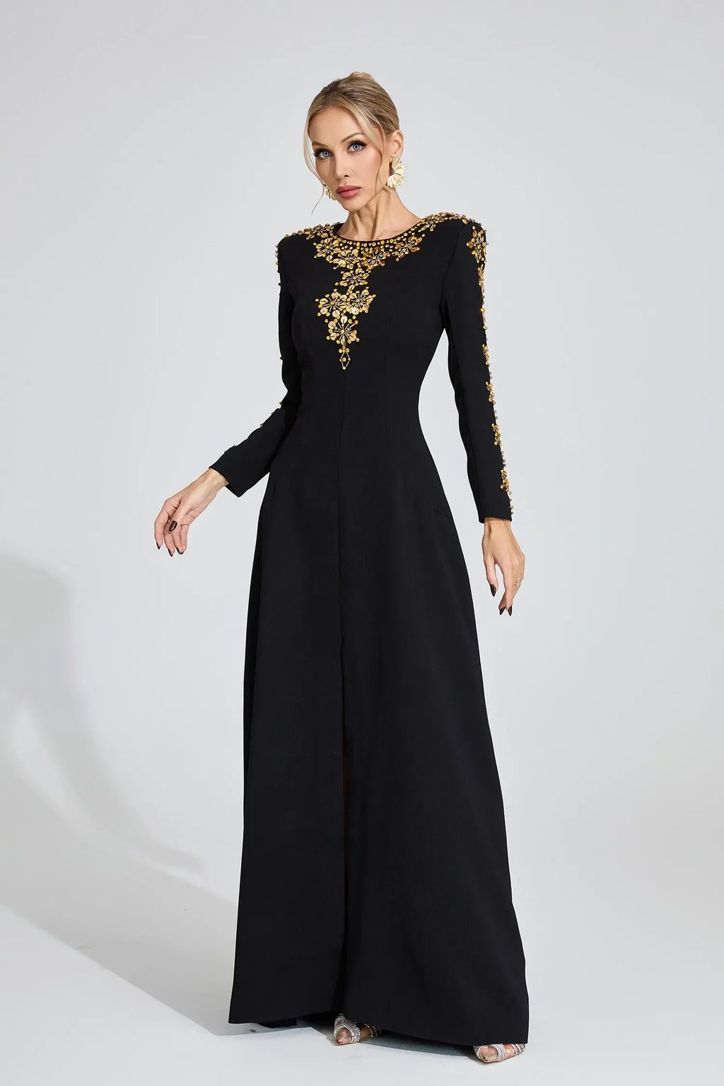 Elowen Siyah Elmas Maxi Elbise