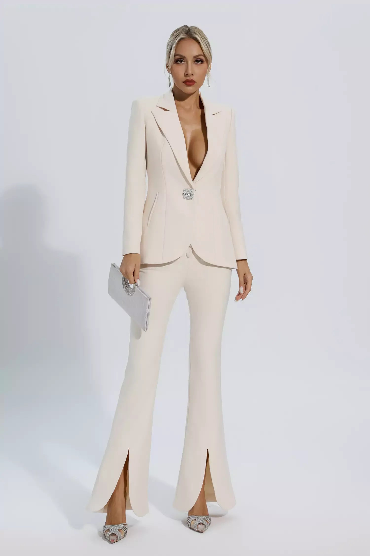 Mallory Fildişi Beyaz Uzun Kollu Blazer Takımı