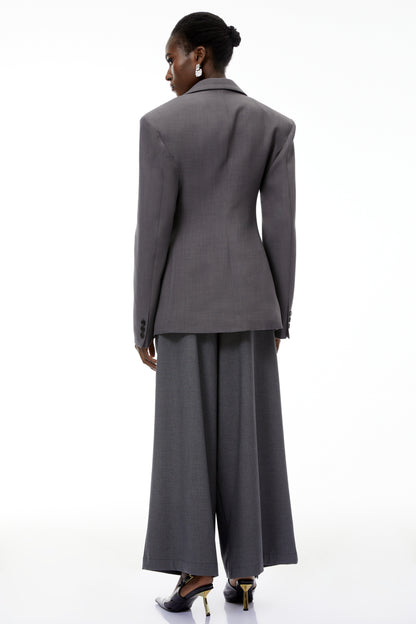Marcellus Sivri Yaka Kruvaze Blazer Ceket Gri
