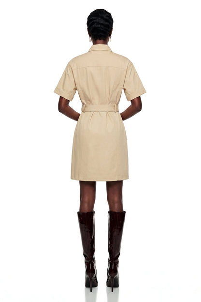 Margaux Örgü Detaylı Kloş Mini Elbise Krem