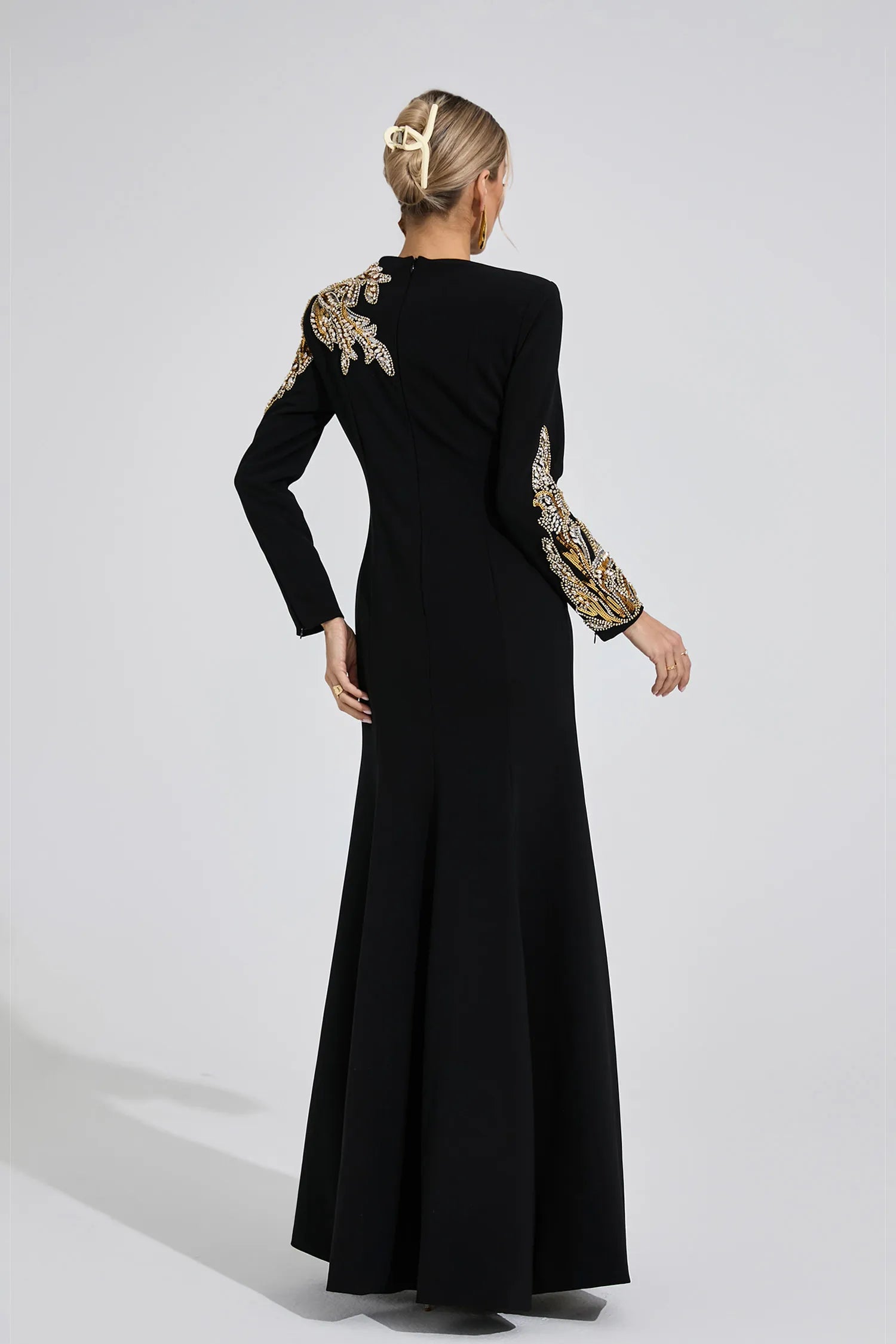Melusine Siyah Zarif Maxi Elbise