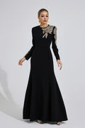 Melusine Siyah Zarif Maxi Elbise