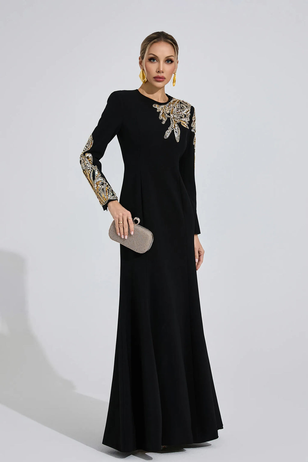 Melusine Siyah Zarif Maxi Elbise