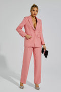 Merlin Pembe Dikey Çizgili Blazer Takımı