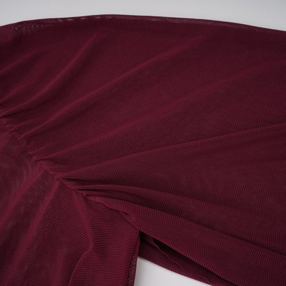 Mioara Asimetrik Pelerin ve Drape Detaylı Maksi Elbise Kırmızı