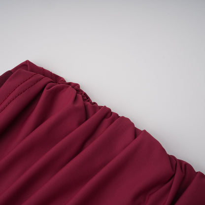 Mioara Asimetrik Pelerin ve Drape Detaylı Maksi Elbise Kırmızı