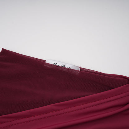 Mioara Asimetrik Pelerin ve Drape Detaylı Maksi Elbise Kırmızı