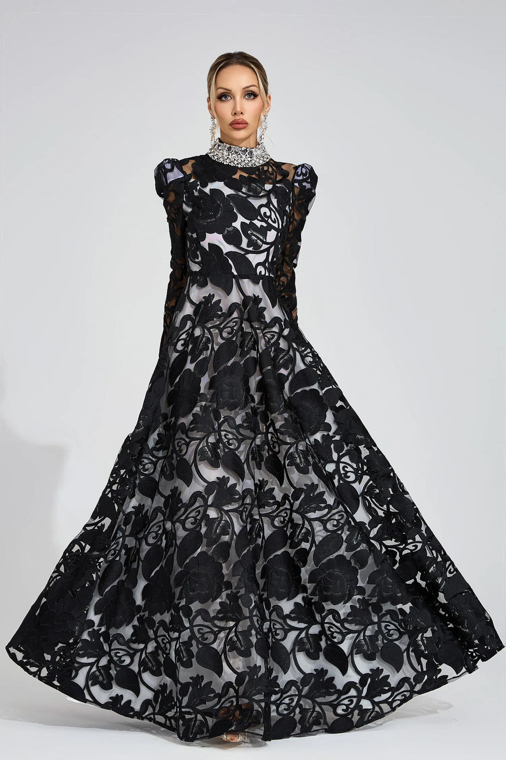 Philippa Siyah Elmas Maxi Elbise