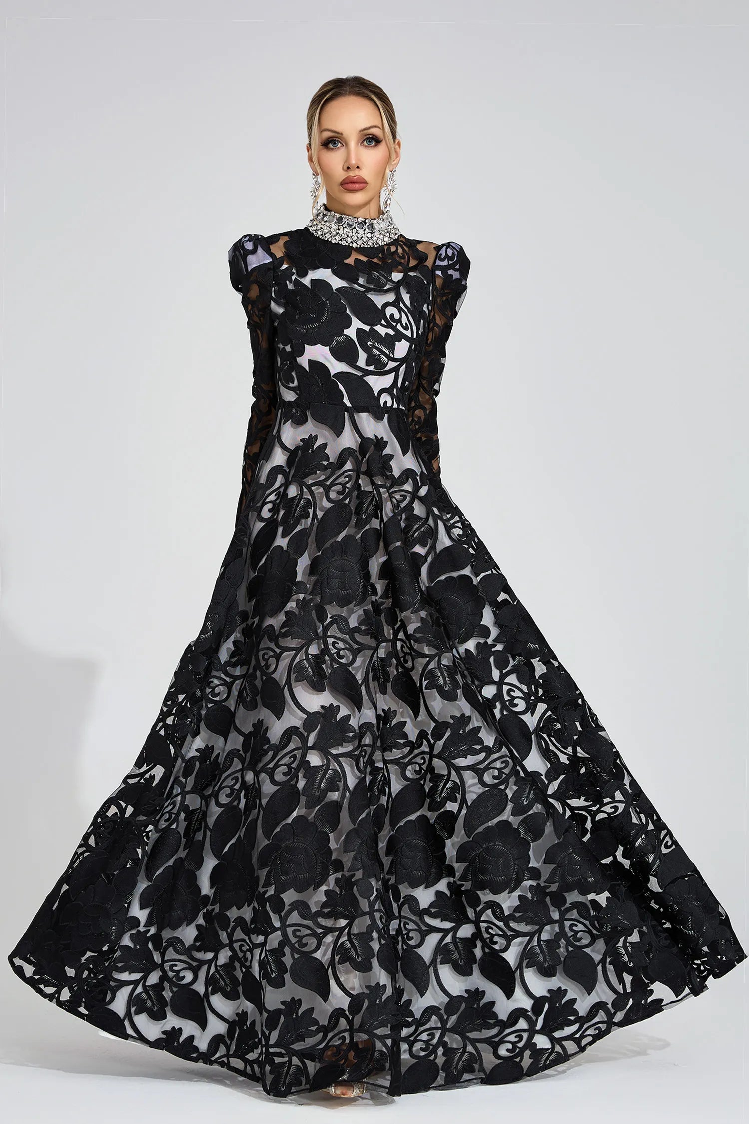 Philippa Siyah Elmas Maxi Elbise