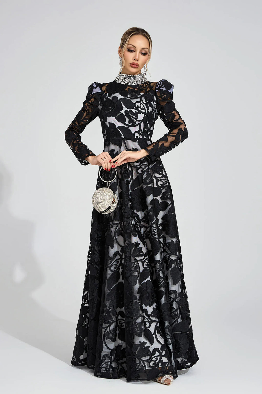 Philippa Siyah Elmas Maxi Elbise