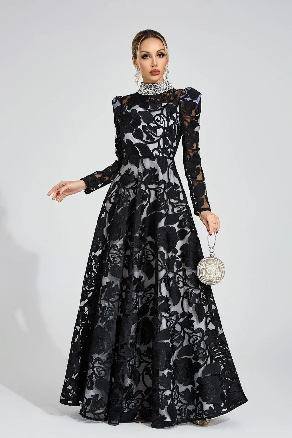Philippa Siyah Elmas Maxi Elbise