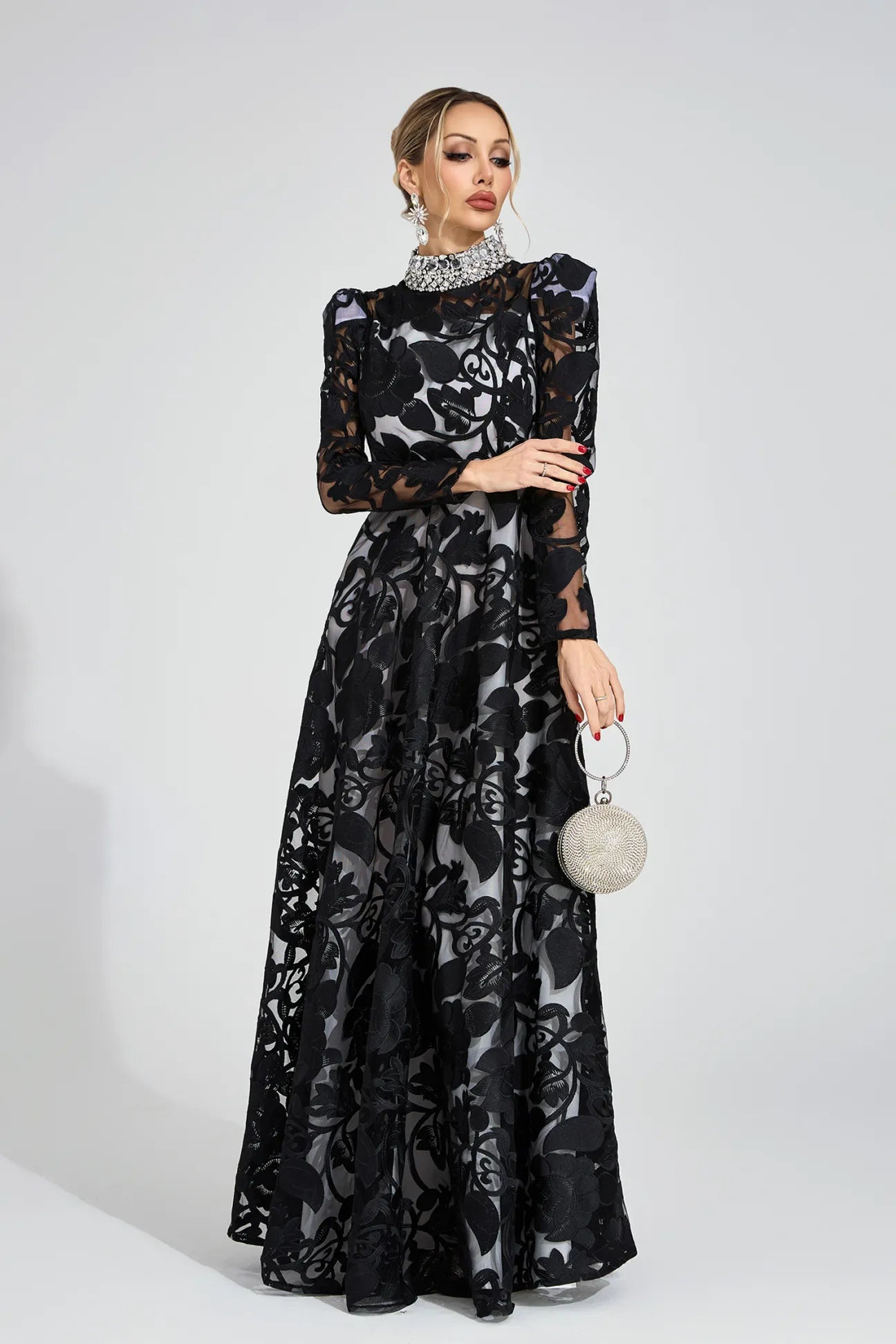 Philippa Siyah Elmas Maxi Elbise
