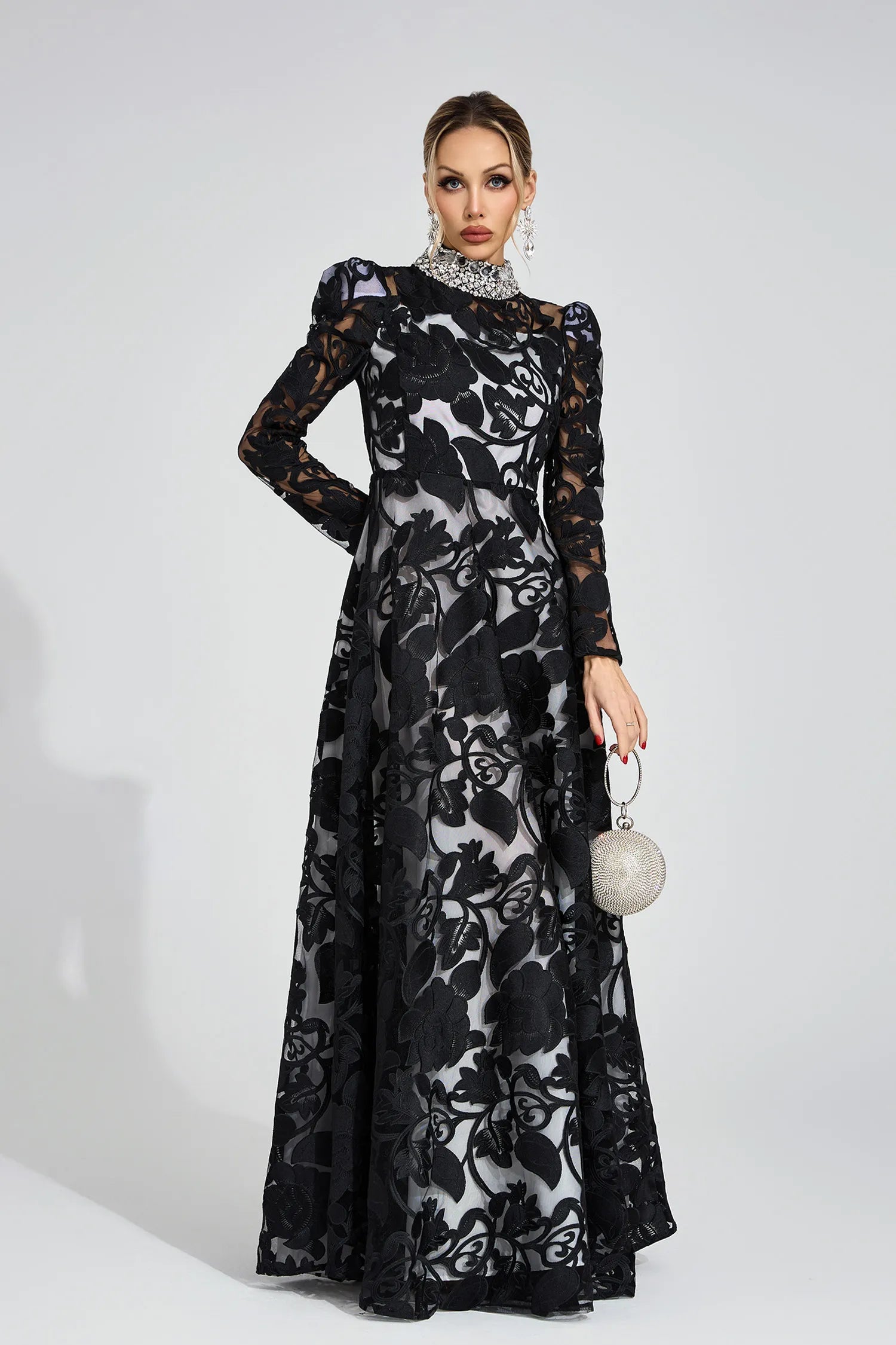 Philippa Siyah Elmas Maxi Elbise