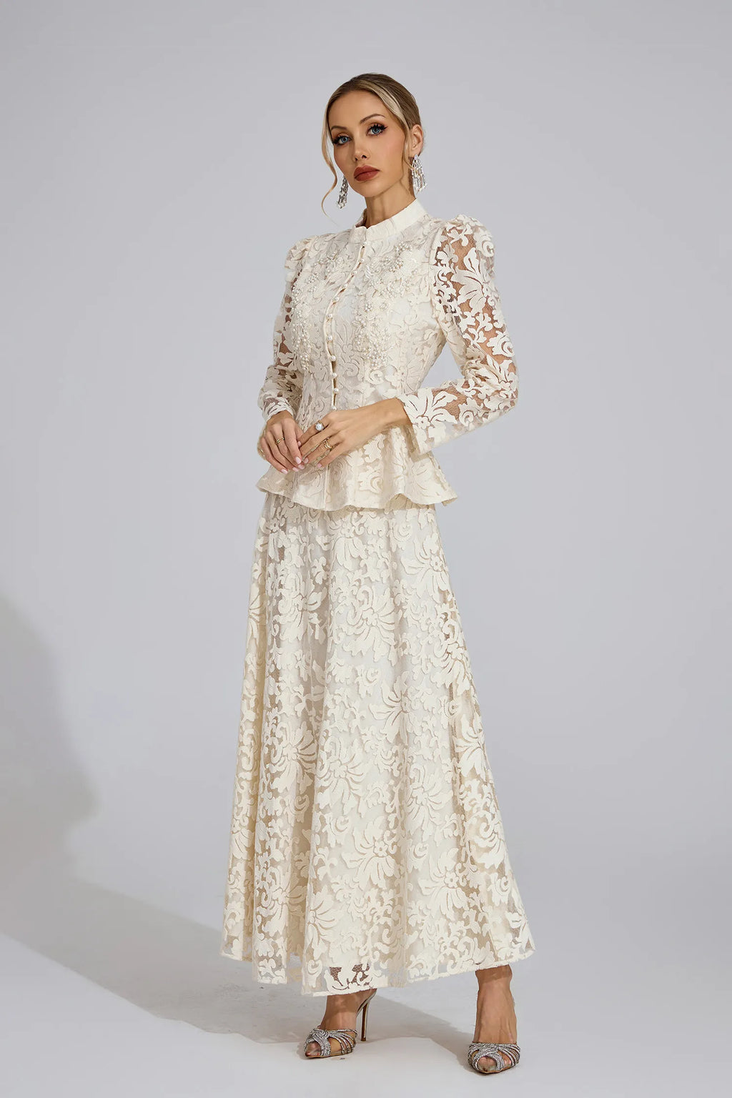 Leontine Kayısı Dantel İkili Set