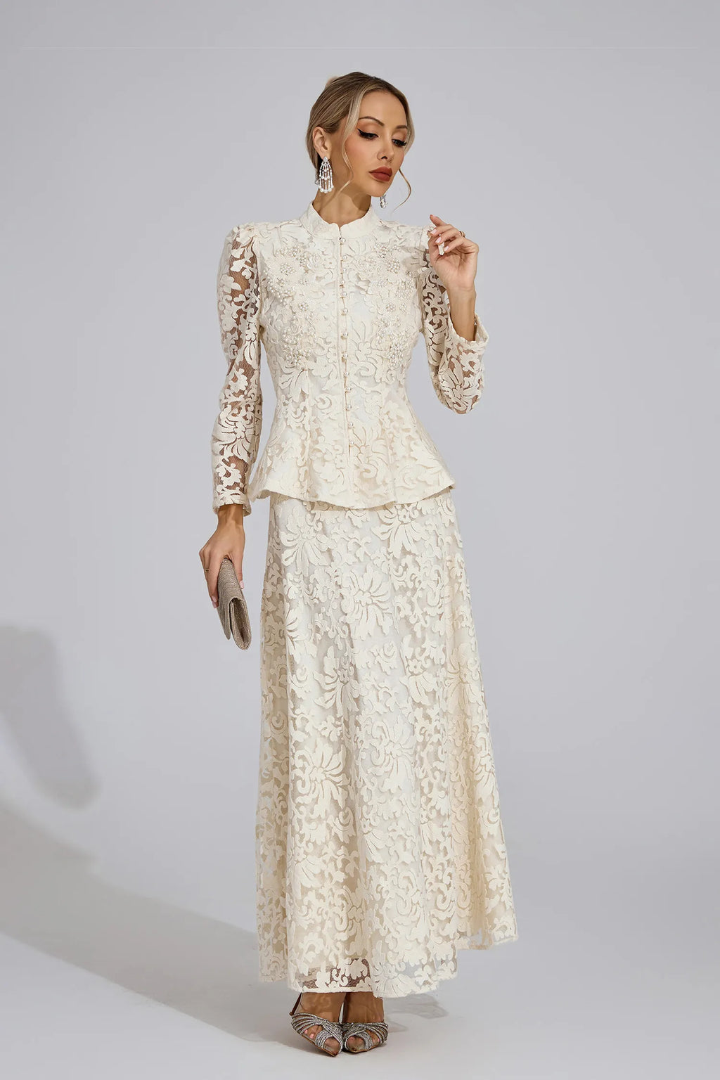Leontine Kayısı Dantel İkili Set