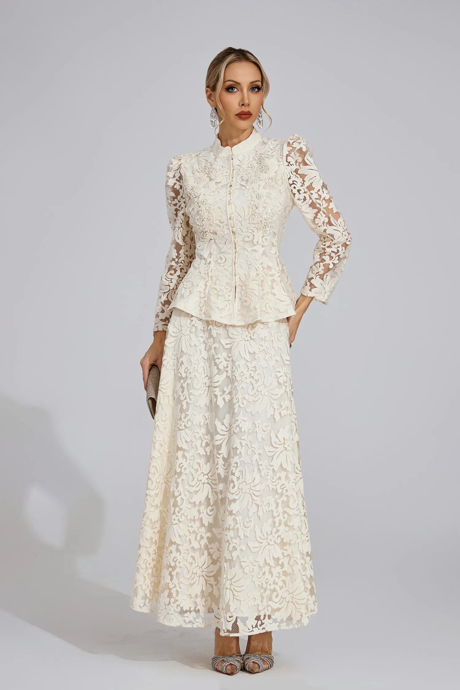 Leontine Kayısı Dantel İkili Set