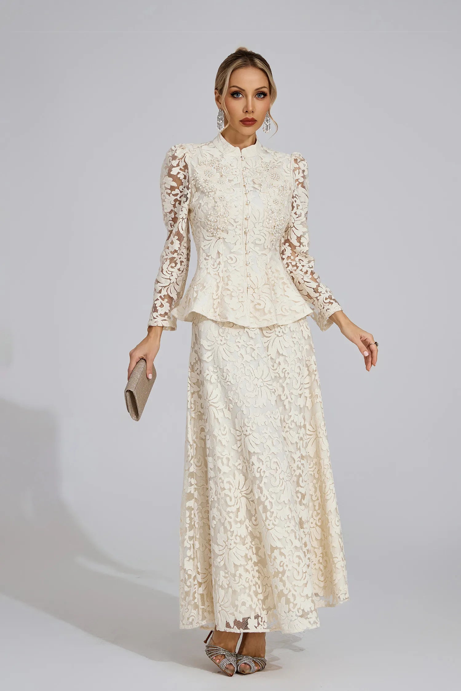 Leontine Kayısı Dantel İkili Set