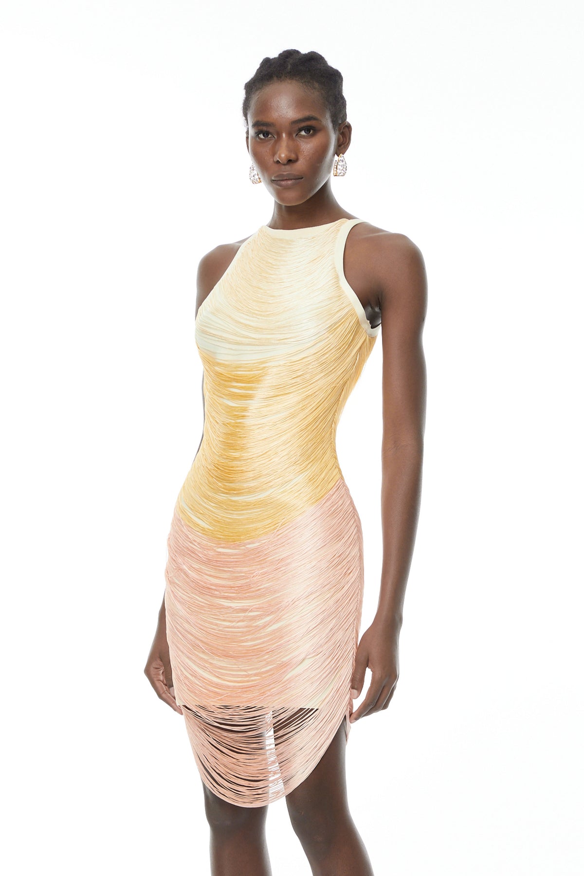 Ondine Ombre ve Püskül Detaylı Mini Elbise Sarı