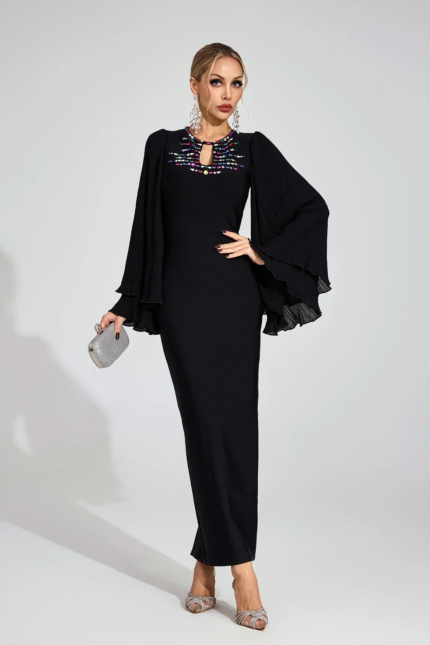 Aerin Siyah Bandaj Maxi Elbise