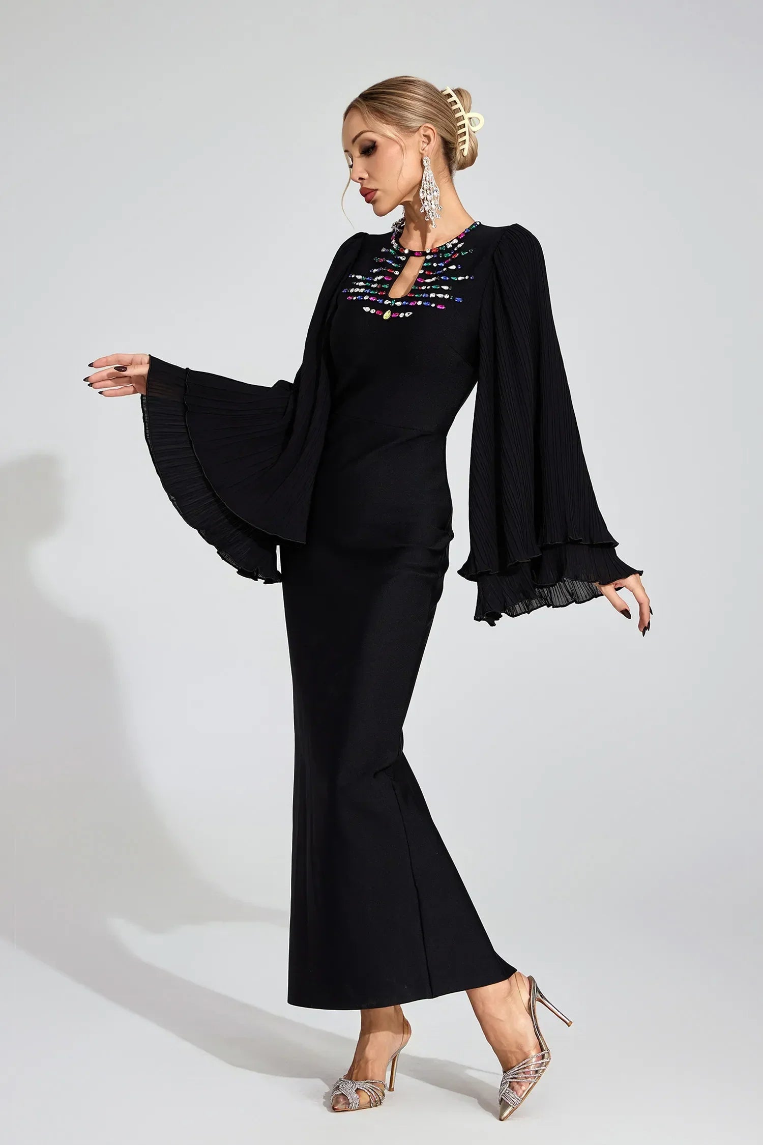 Aerin Siyah Bandaj Maxi Elbise