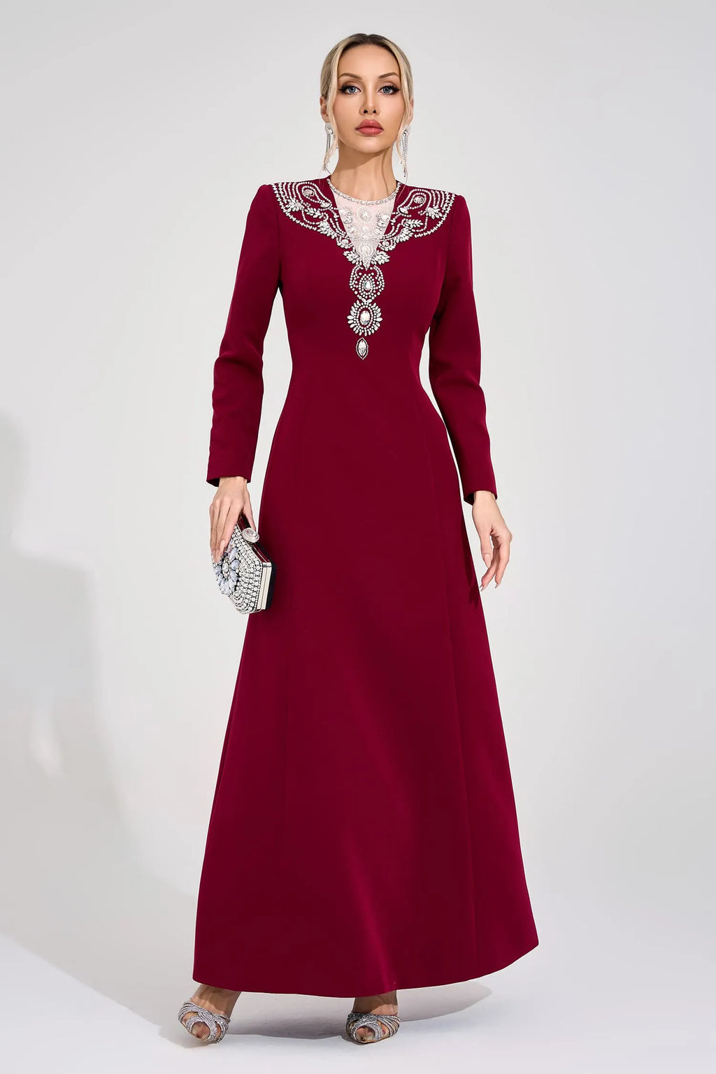 Runa Kırmızı Elmas Maxi Elbise