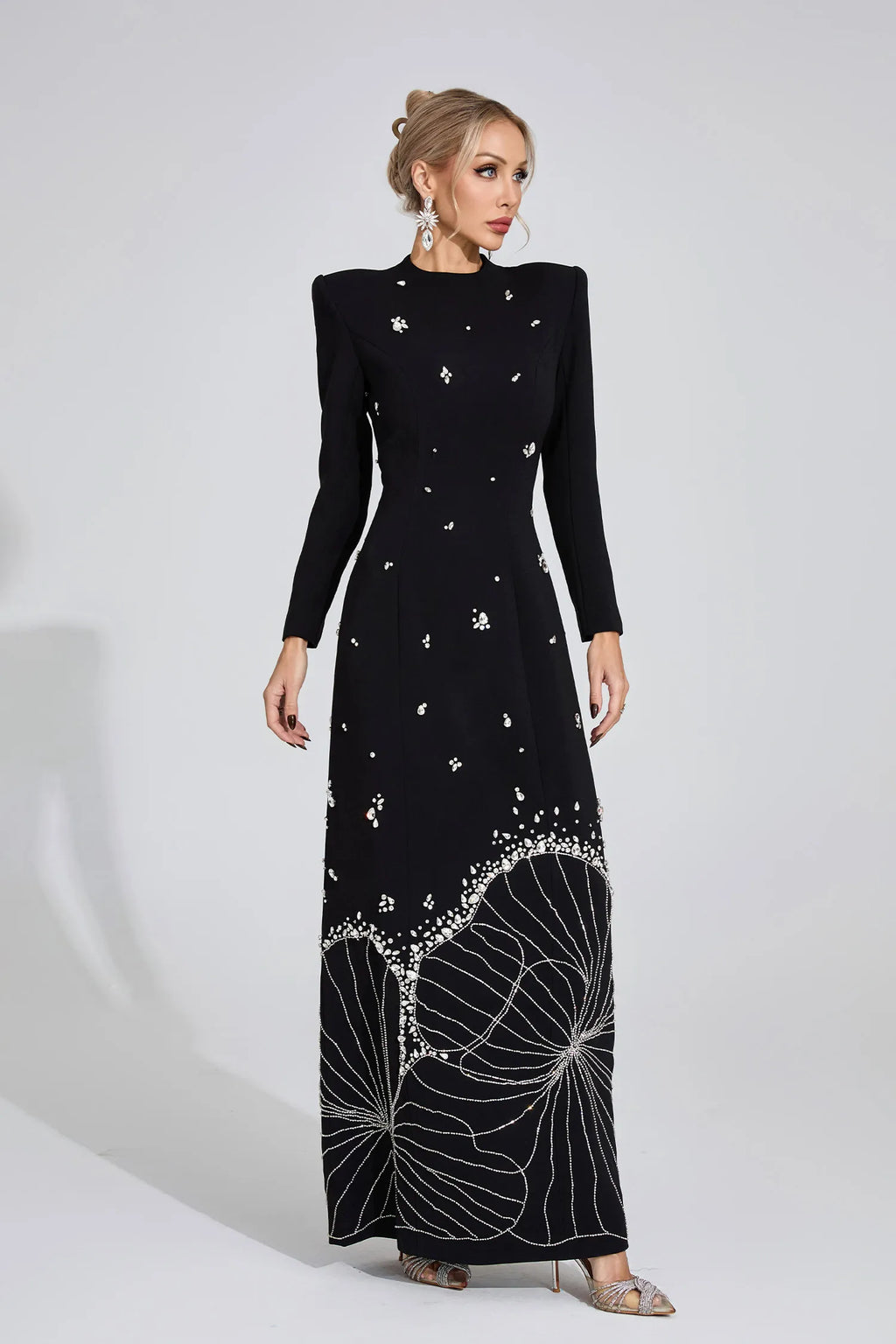 Ayten Siyah Elmas Maxi Elbise