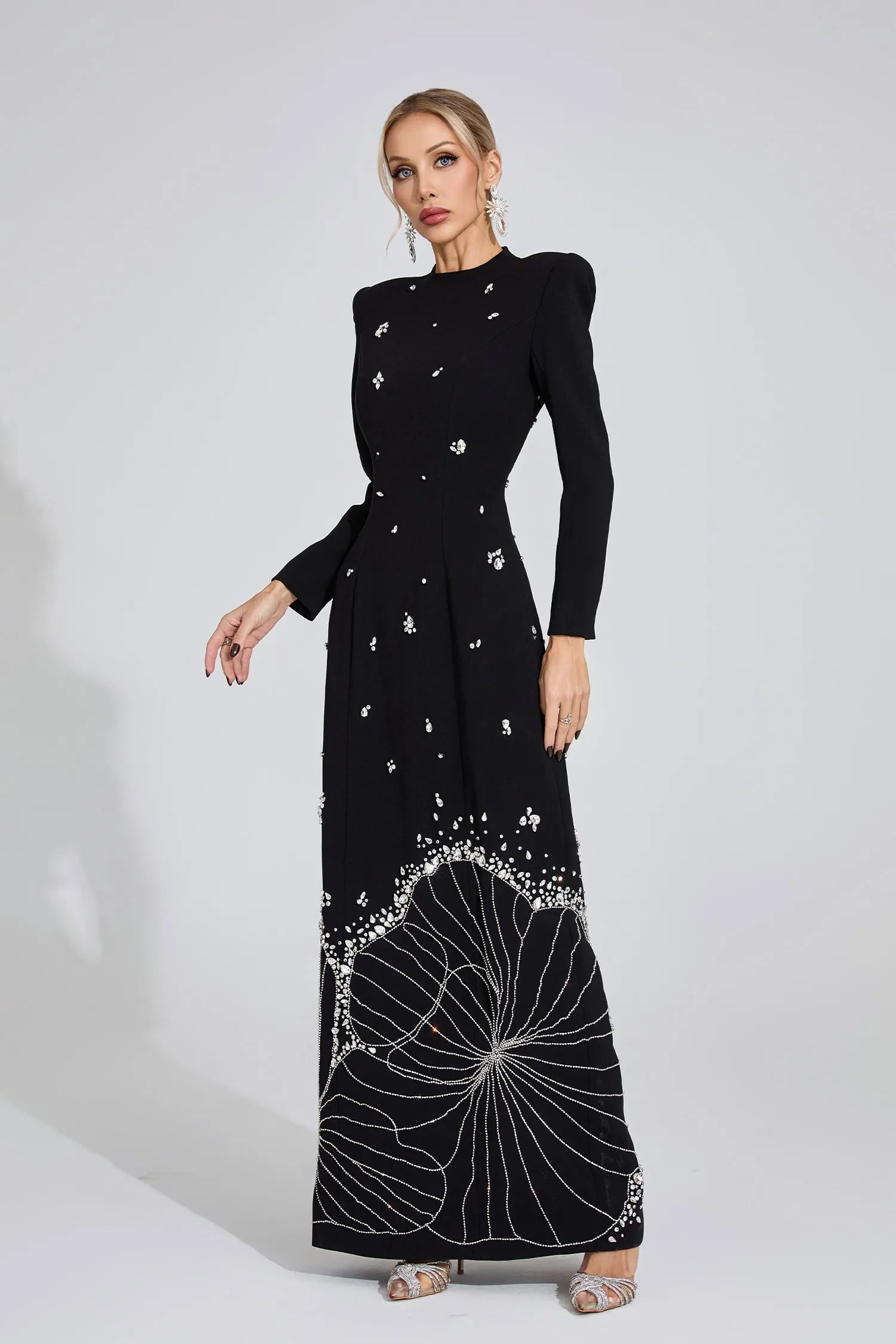 Ayten Siyah Elmas Maxi Elbise