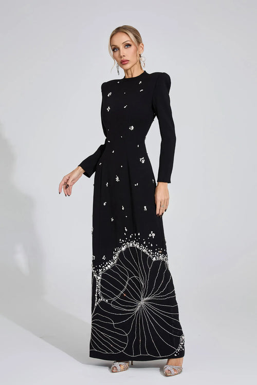 Ayten Siyah Elmas Maxi Elbise