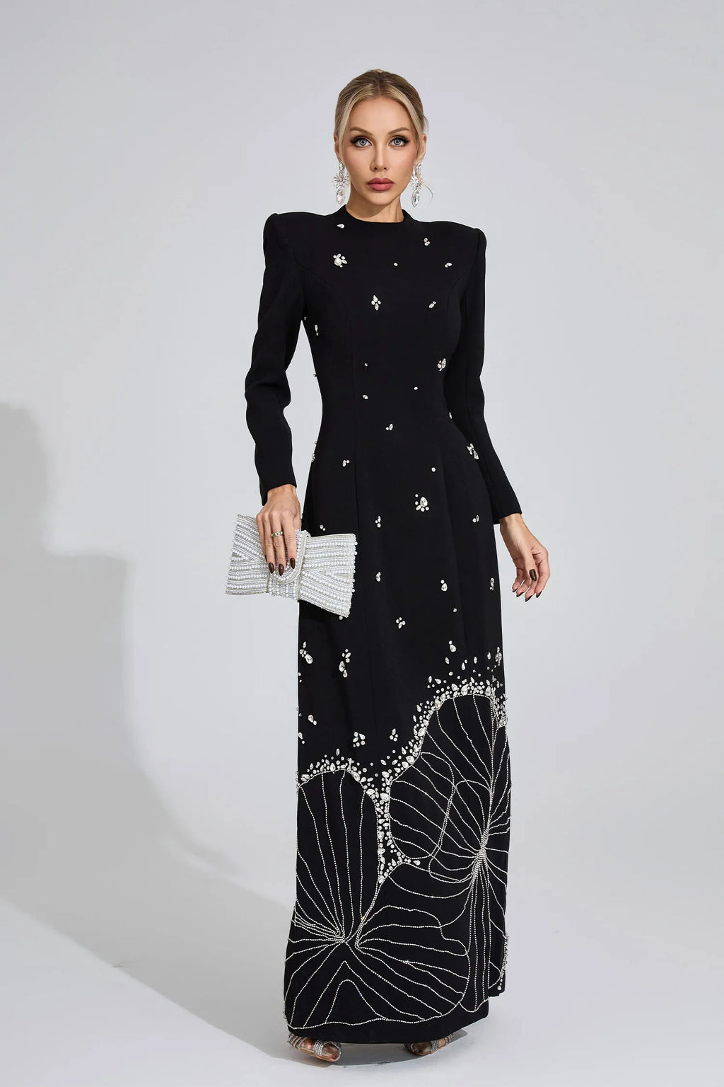 Ayten Siyah Elmas Maxi Elbise