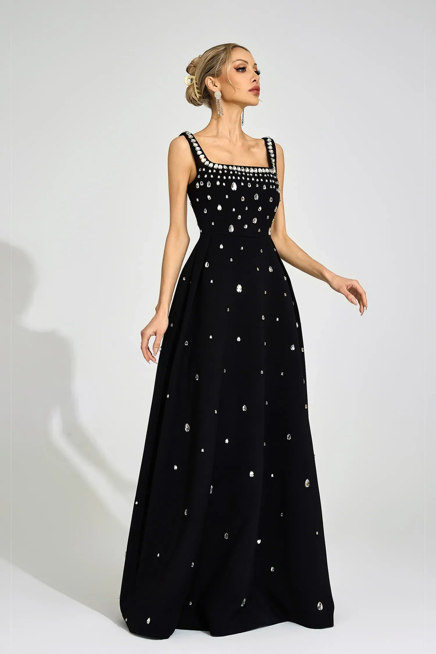 Caelia Siyah Elmas Maxi Elbise