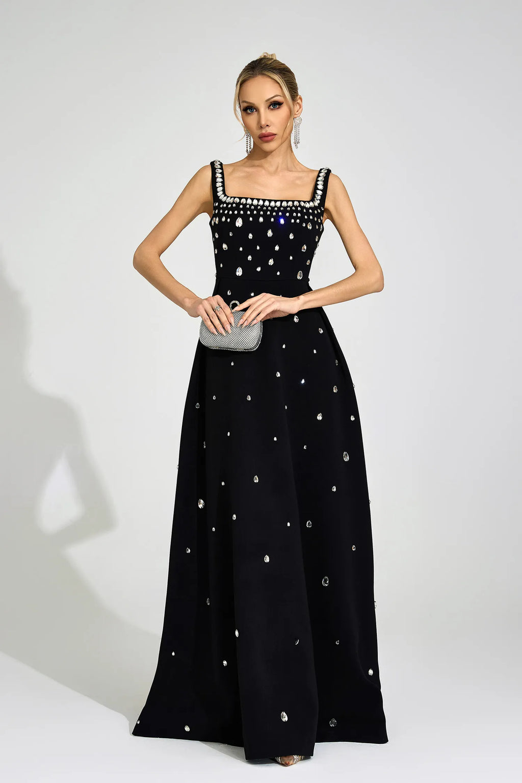 Caelia Siyah Elmas Maxi Elbise