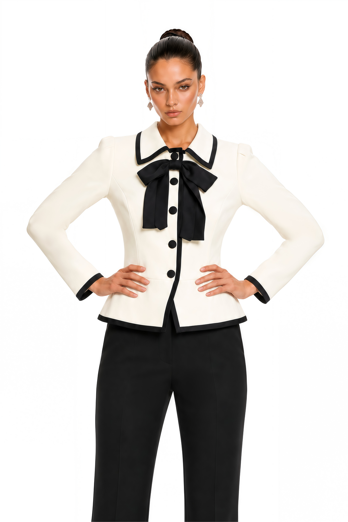 Raina Fiyonk Yaka Kısa Blazer Fildişi