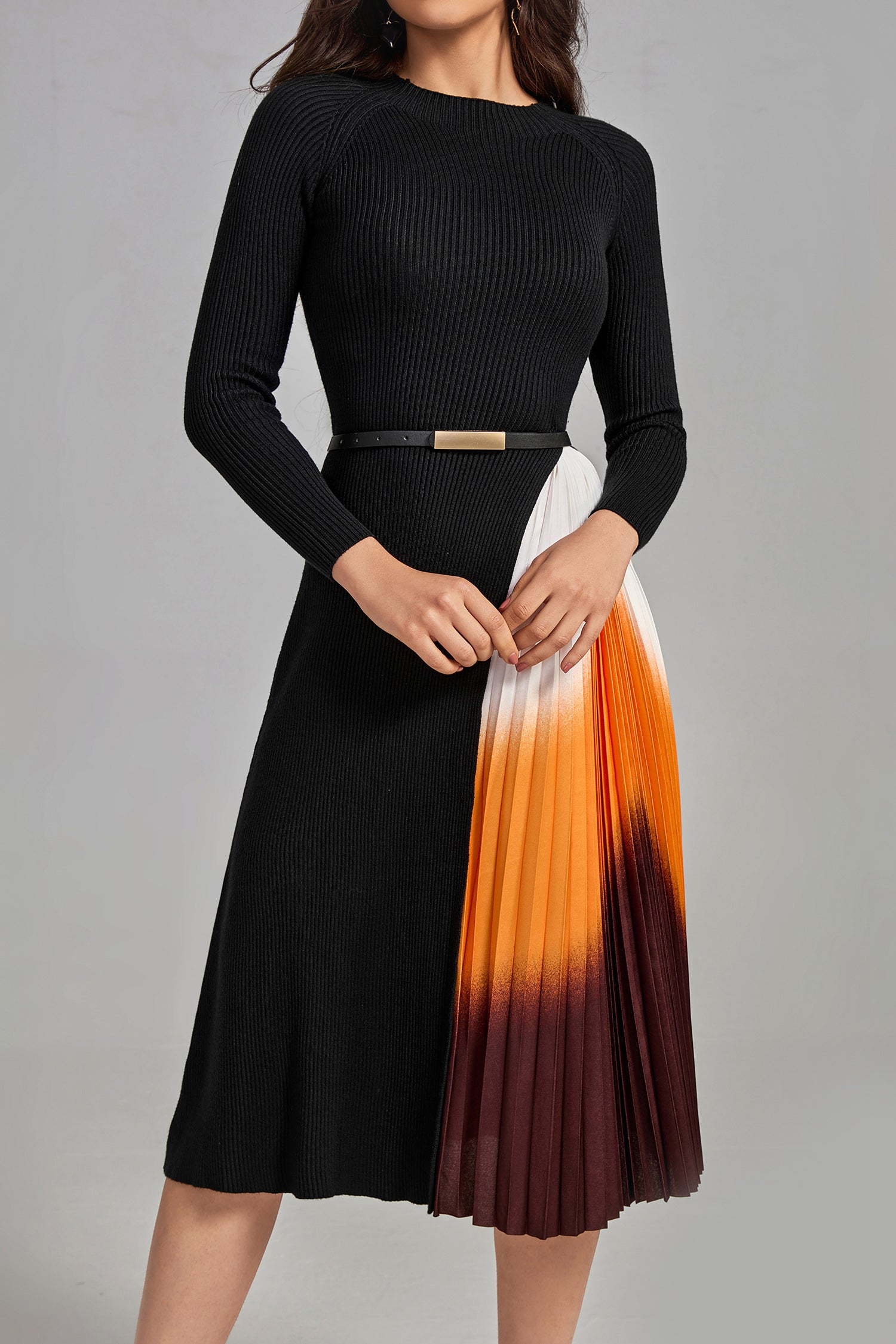 Gradient Yama Tasarımı ile Reese Plise Midi Elbise