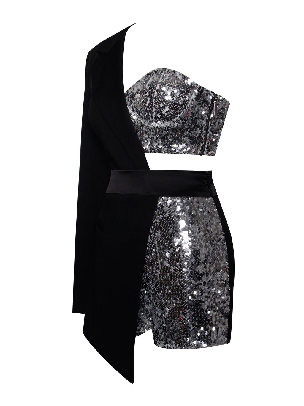 Nehir Payet Desenli Tek Kollu Blazer Tulum
