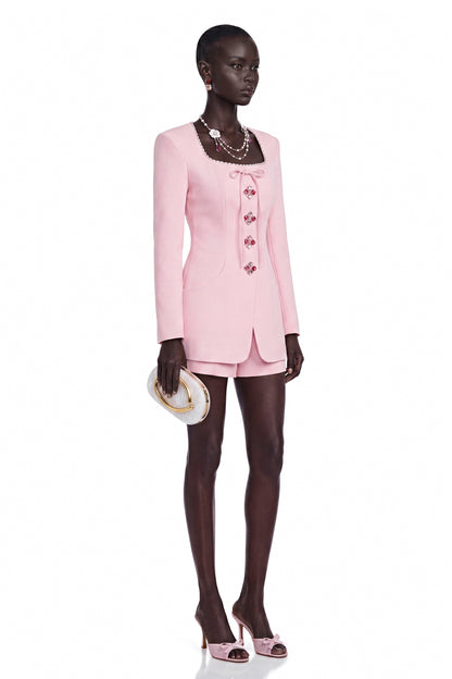 Roberta Kare Yaka Fiyonklu Ceket Pembe