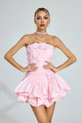 Zoey Pembe Straplez Mini Elbise