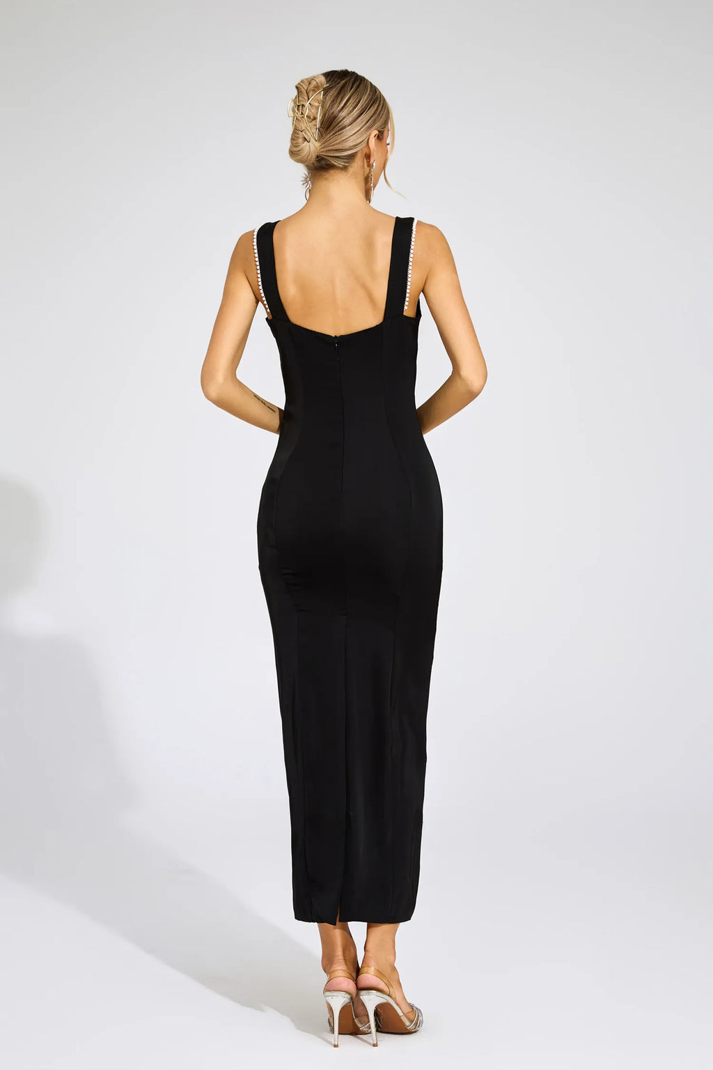 Thalia Siyah İnciler Maxi Elbise