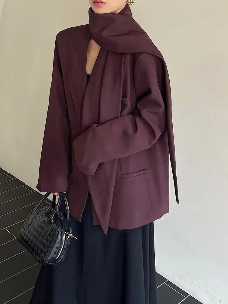 Kadınlar İçin Katı Patchwork Blazer