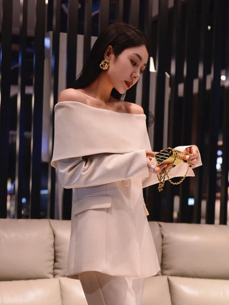 Kadınlar İçin Şık Düşük Omuz Blazer
